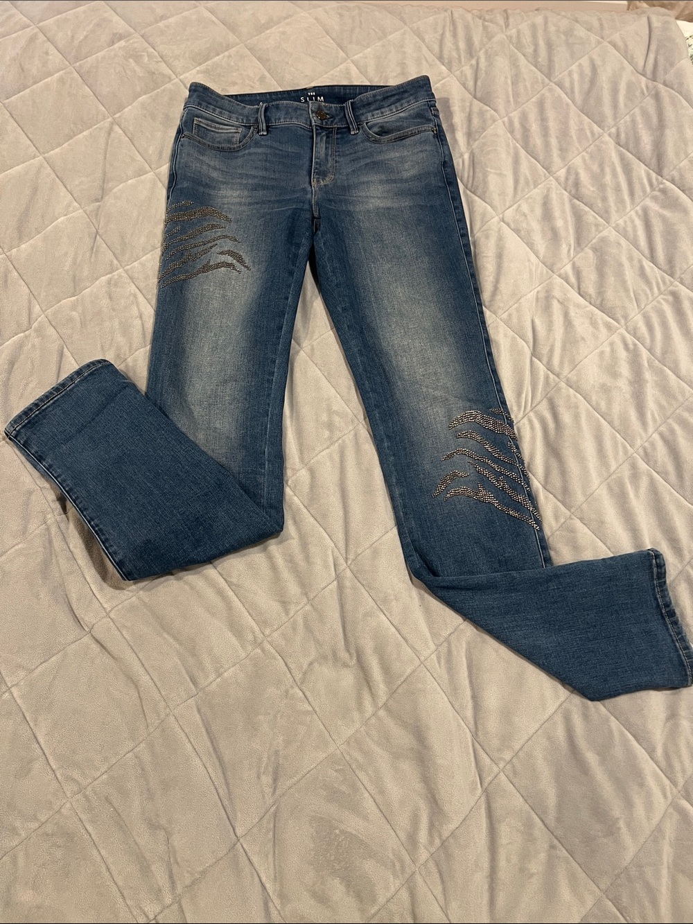 Embellished Straight-Leg Jeans by White House Black Market.